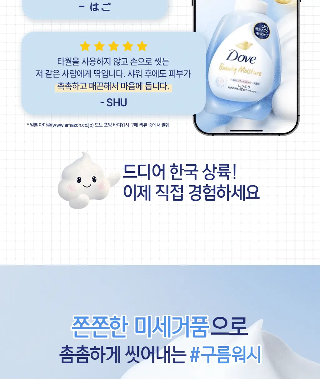 [NEW] 도브 모이스처 포밍 바디워시 2종 (딥 모이스처/브라이트닝) 상세페이지 5